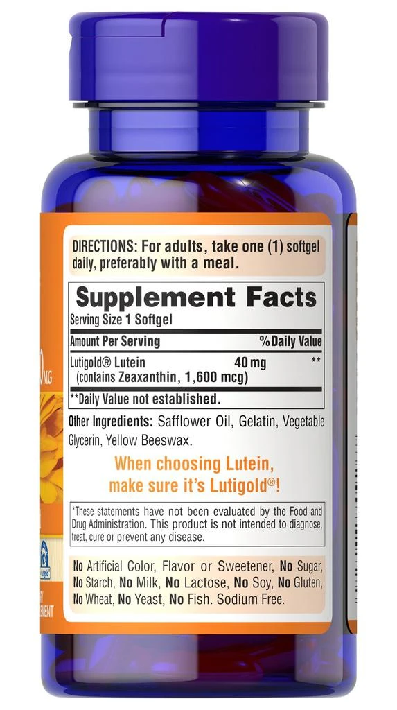 Puritan's Pride Lutein 40 mg with Zeaxanthin 120 Softgels 4