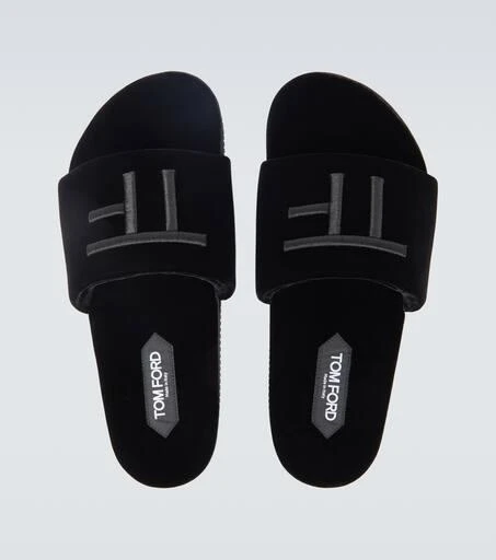 Tom Ford Logo velvet slides 4