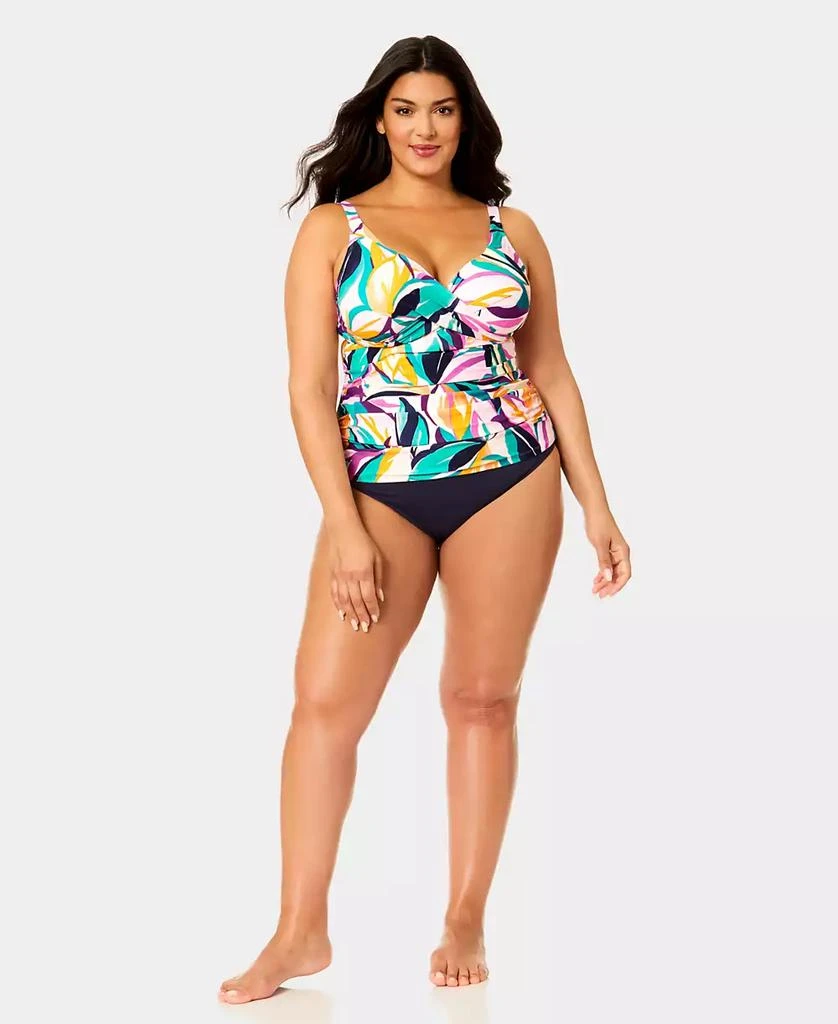 Anne Cole Plus Size Hidden Underwire Drape Front Tankini Top