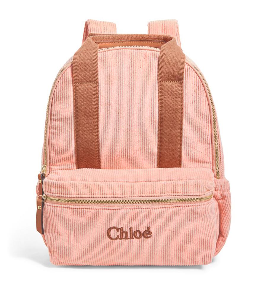 Chloé Kids Corduroy Logo Backpack