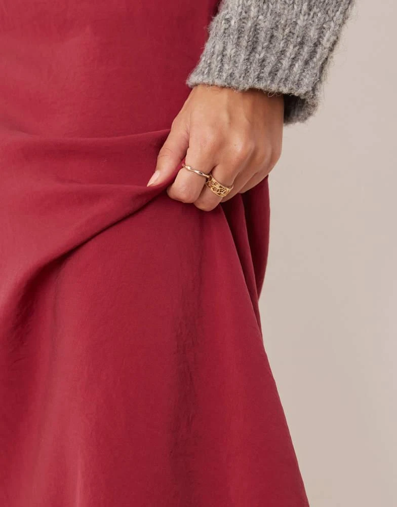 ASOS ASOS DESIGN soft touch bias midi skirt in red 2