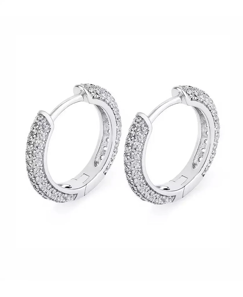 Rhona Sutton Men
s Cubic Zirconia Iced Valor Hoop Earrings in Sterling Silver
