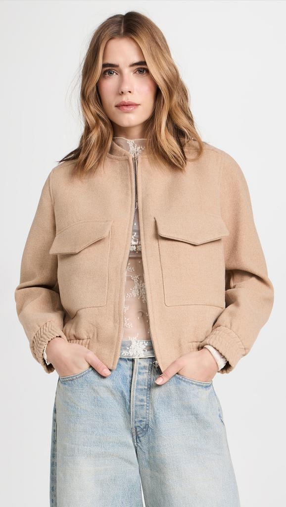 Endless Rose Wool Bomber Pocket Jacket