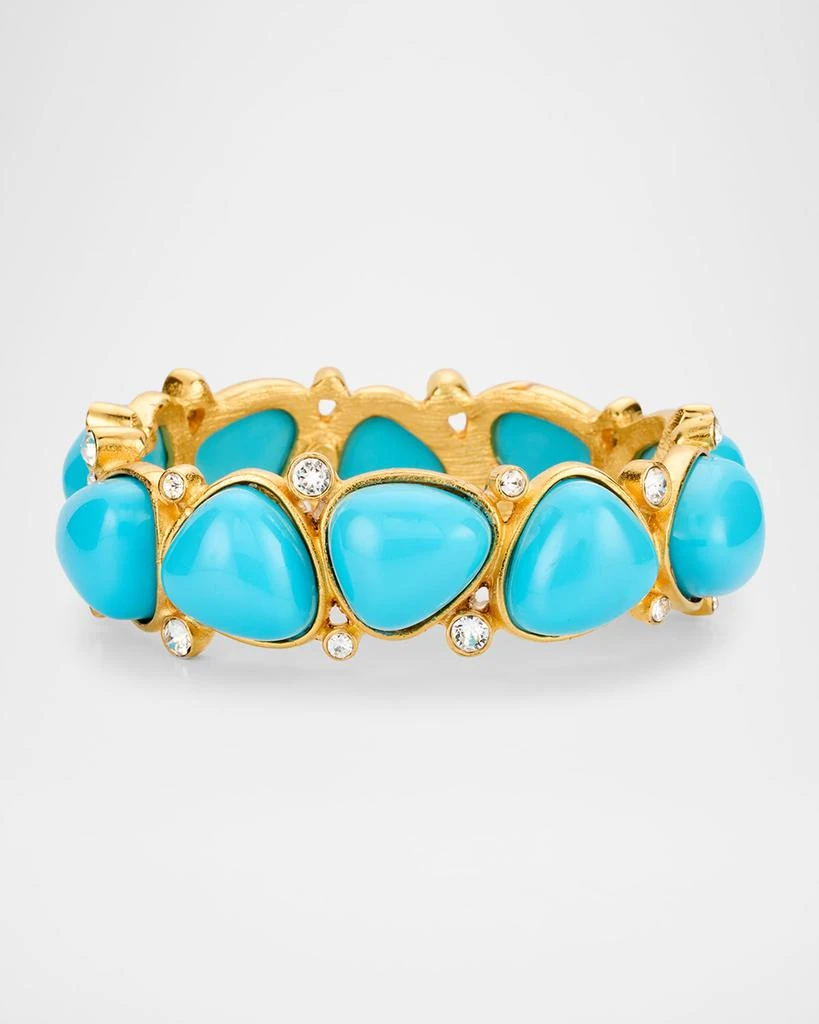 Kenneth Jay Lane Crystal Dots and Rounded Triangle Cabochon Hinged Bracelet