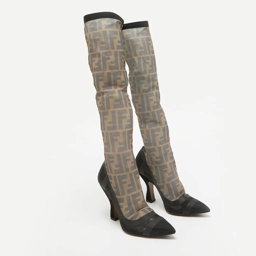 Fendi Fendi Black Mesh FF Colibri Mid Calf Boots Size 38 4