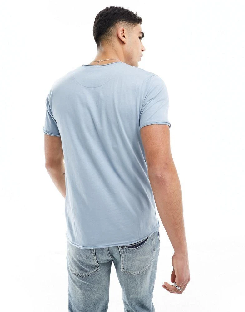 Brave Soul Brave Soul raw edge t-shirt in steel blue 4