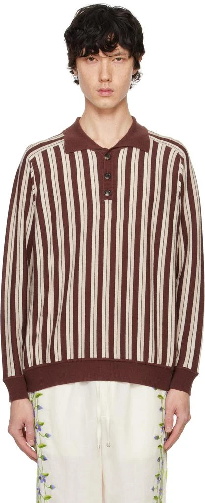 BODE Brown & Off-White Hogan Stripe Polo 1