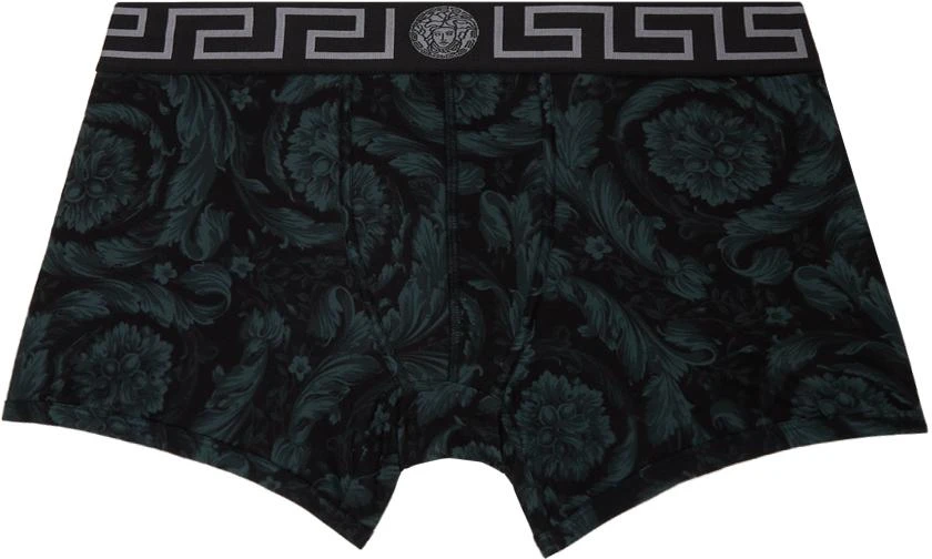 Versace Black 
Gray Barocco Long Boxers