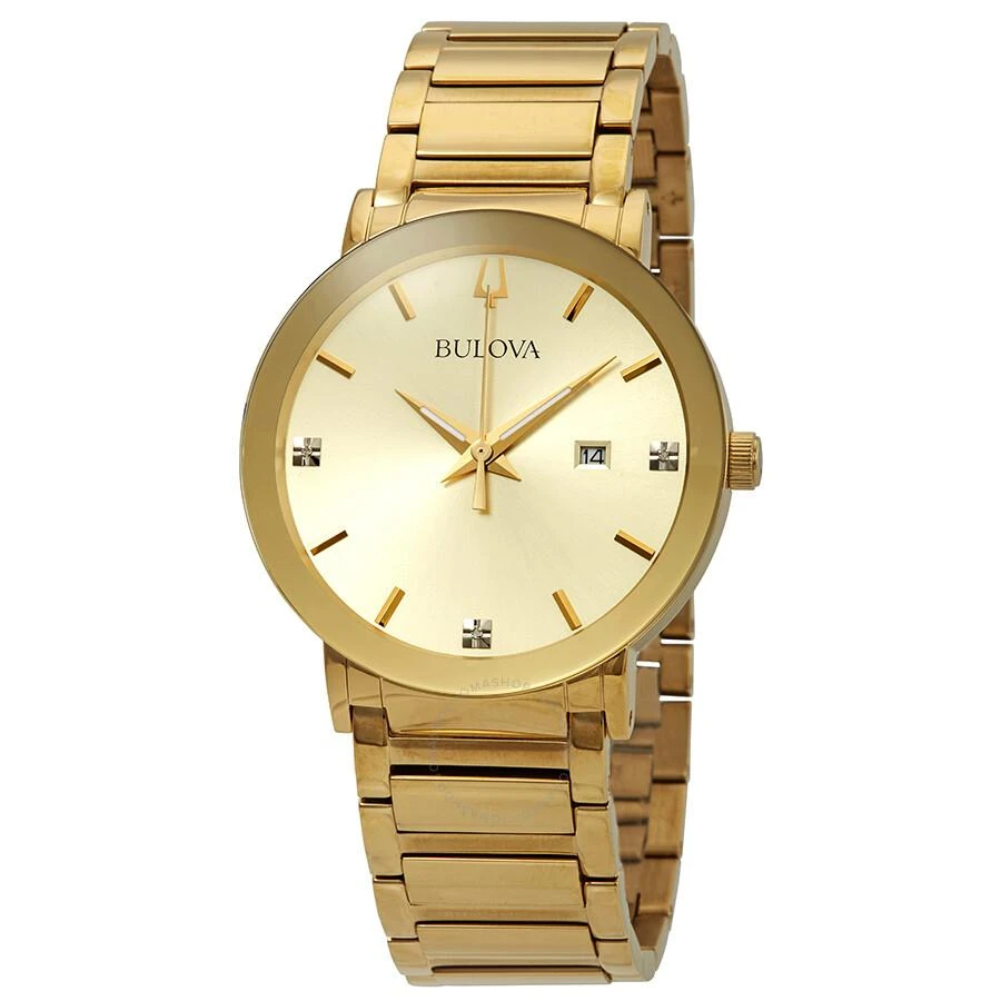 Bulova Open Box - Bulova Diamond Gold Dial Men's Watch 97D115 1