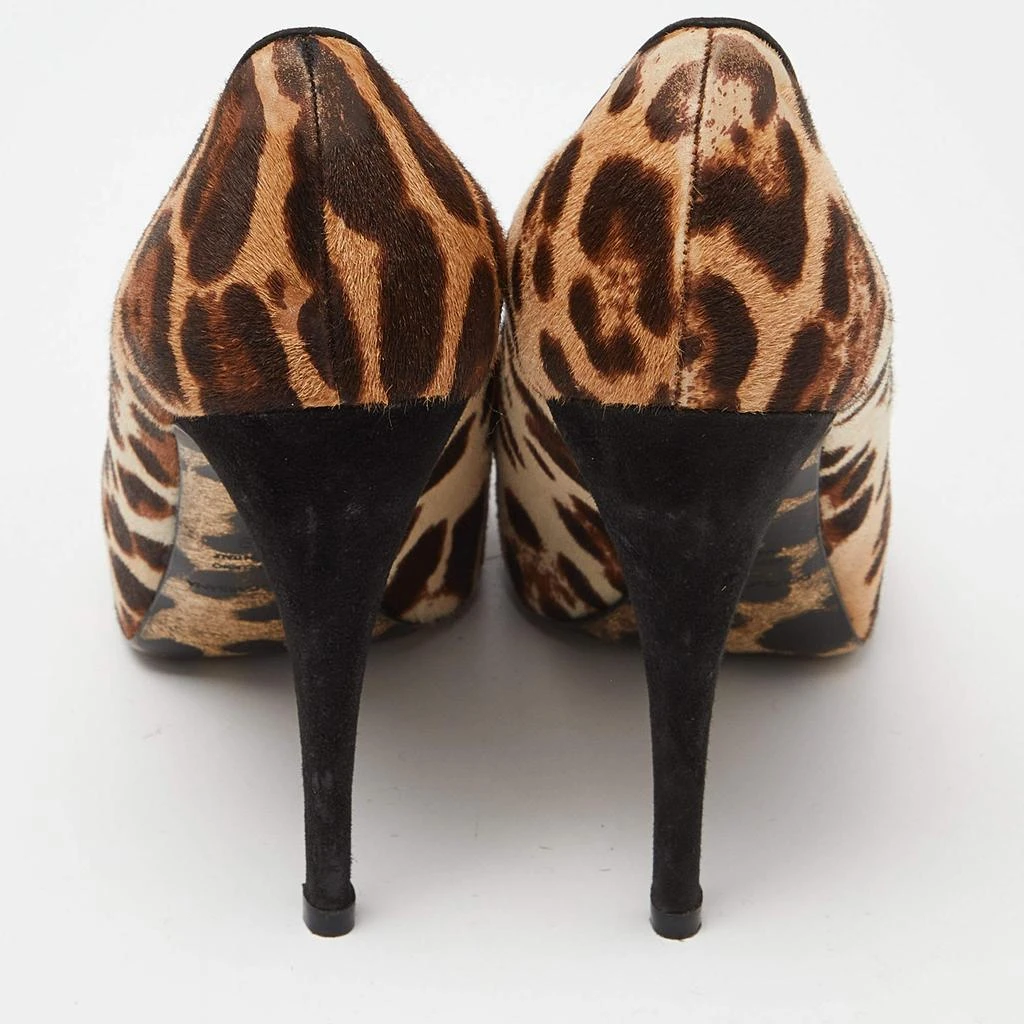 Dolce & Gabbana Dolce & Gabbana Beige/Brown Leopard Print Calfhair Peep Toe Pumps Size 39 5