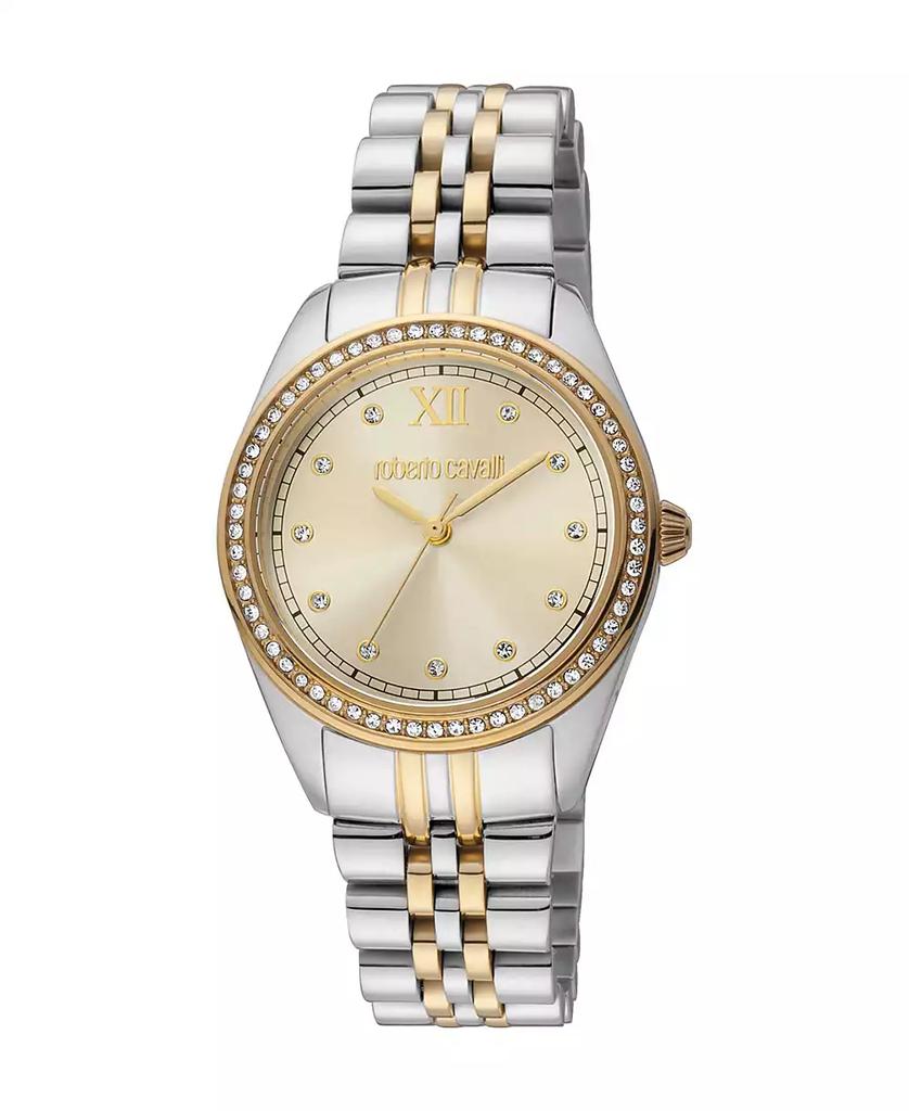 Roberto Cavalli 腕時計(クォーツ) ゴールド/シルバー Roberto Cavalli Women's Quartz Gold-tone Stainless Steel Watch