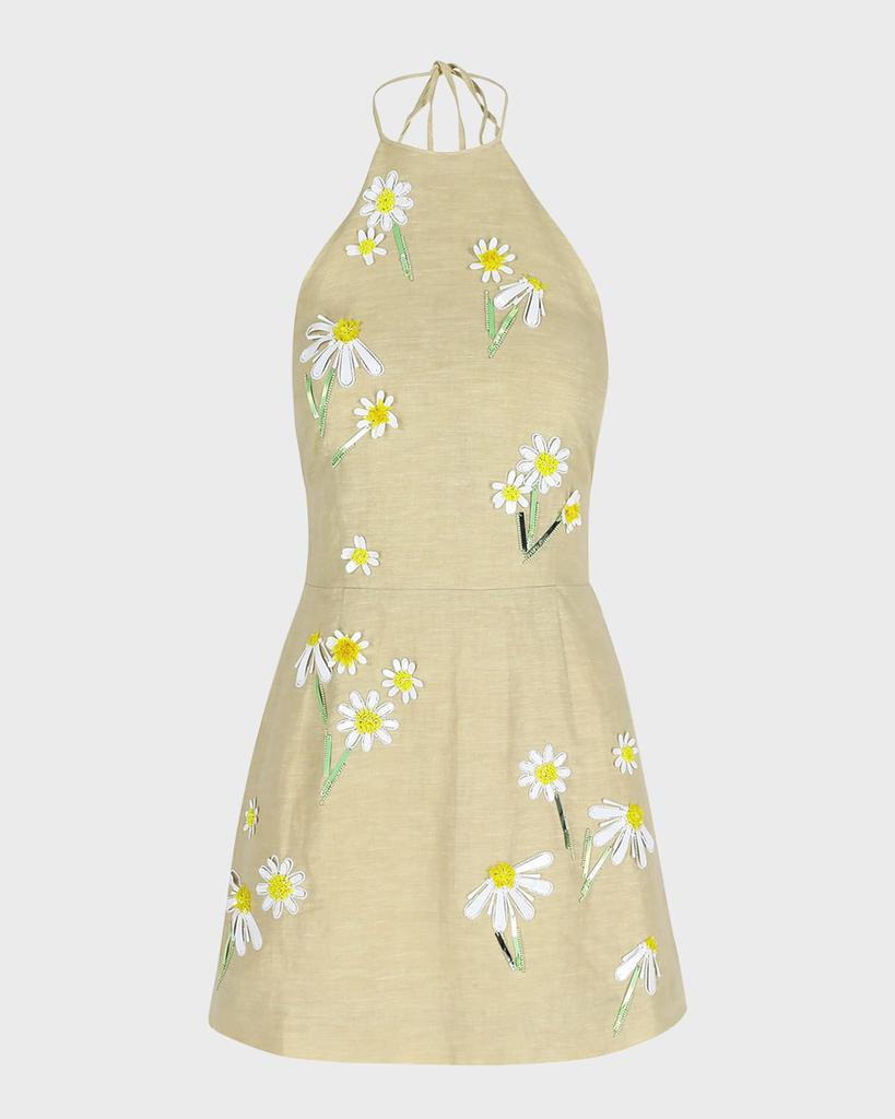 BERNADETTE Delilah Embroidered Linen Mini Dress