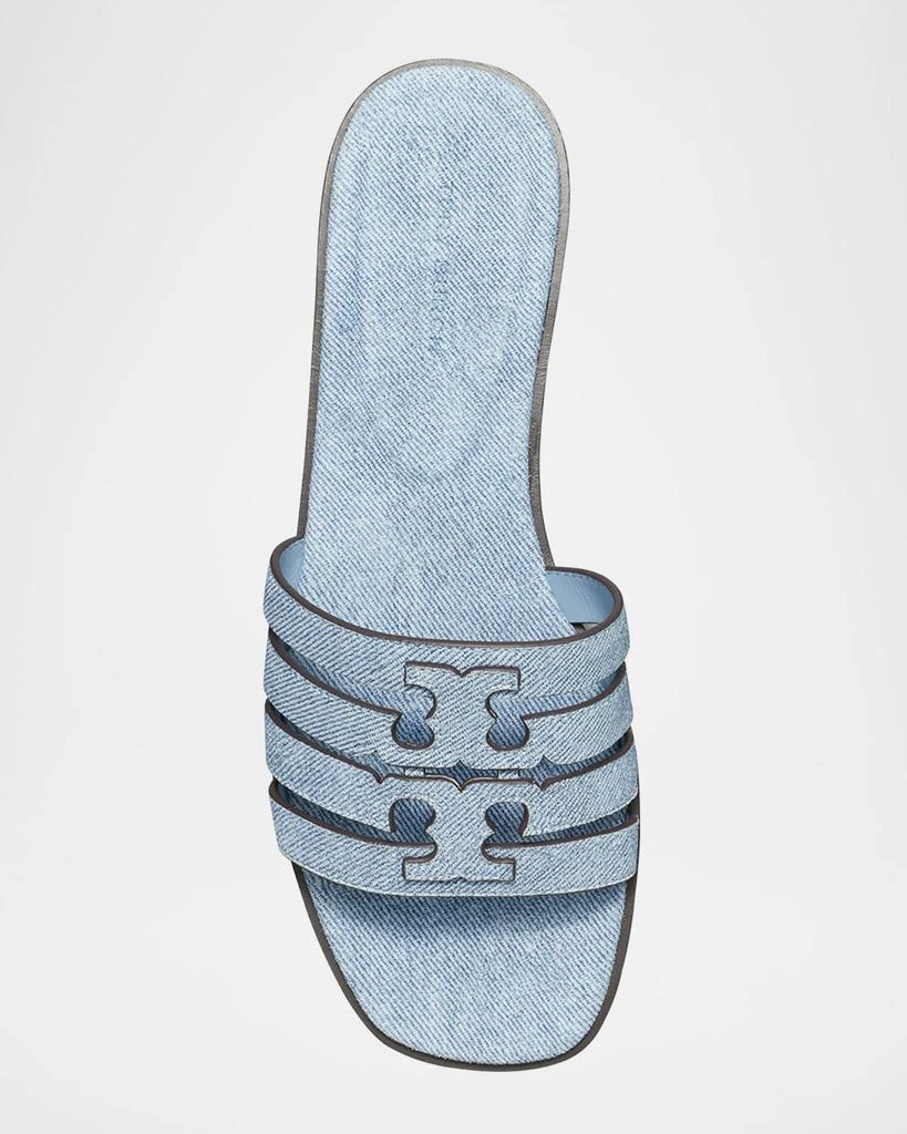 Tory Burch Ines Caged Denim Flat Slide Sandals 3