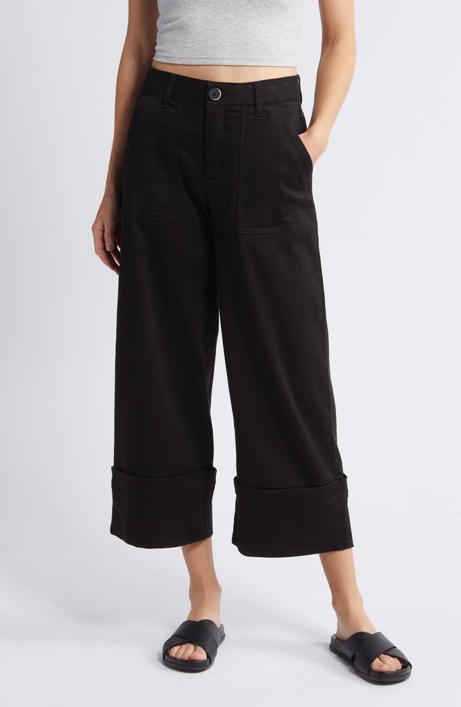 Wit & Wisdom 'Ab'Solution Skyrise Patch Pocket Crop Wide Leg Twill Pants