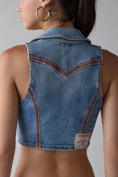 True Religion True Religion Scoop Neck Super QT Flap Denim Vest Top 4