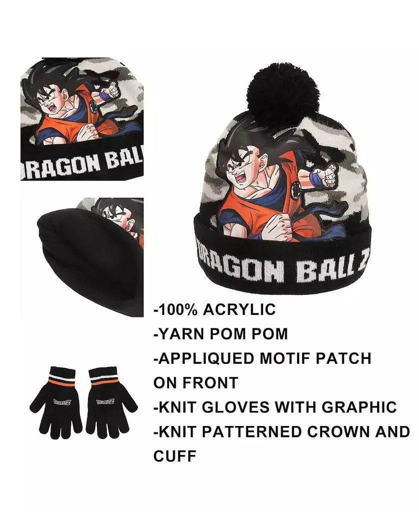 Dragon Ball Z Boys Goku Youth 2-Piece Knit Beanie 
Gloves Set 2