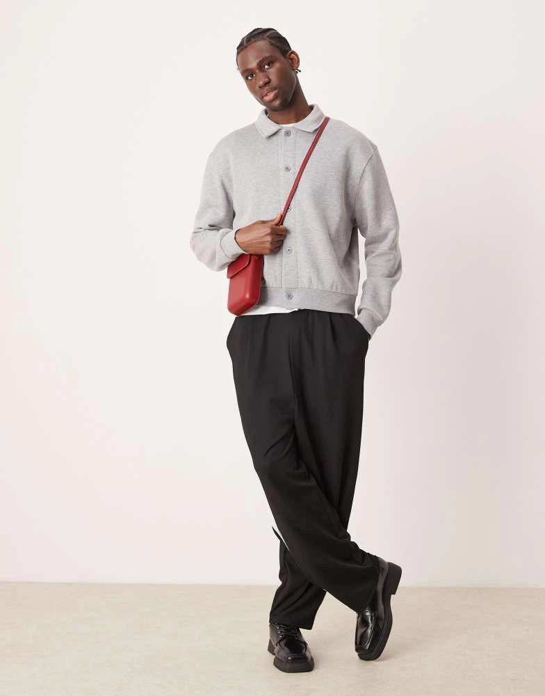 ASOS ASOS DESIGN oversized boxy collared cardigan in grey marl 3