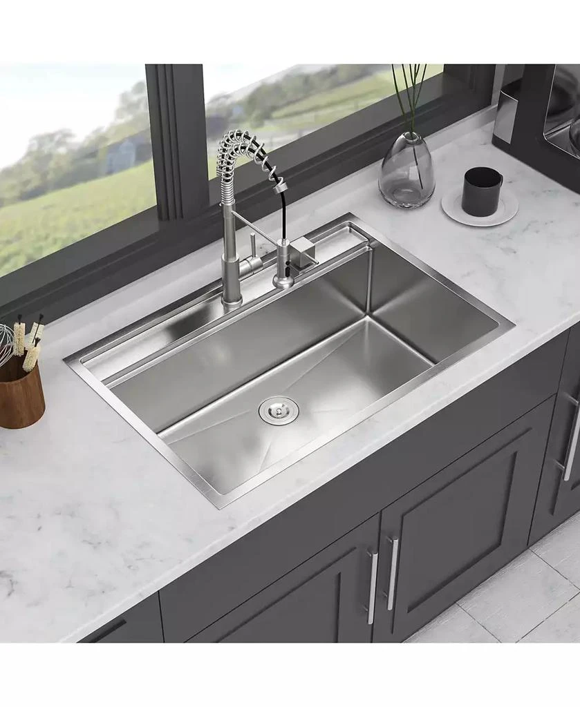 Flynama huluwat 33x22x10inch Drop In Kitchen Sink Stainless Steel Workstation Single Bowl 16 Gauge Topmount 4