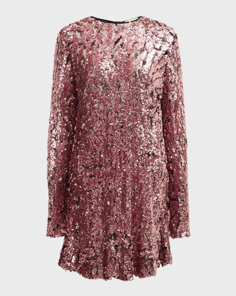 LAPOINTE Sequin Long-Sleeve Mini Shift Dress 1