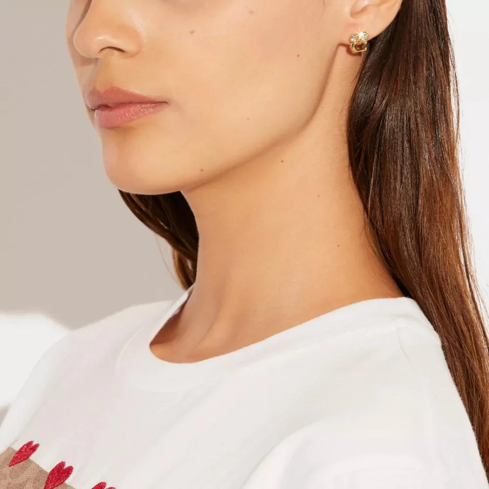 Coach Signature Crystal Cluster Stud Earrings 2