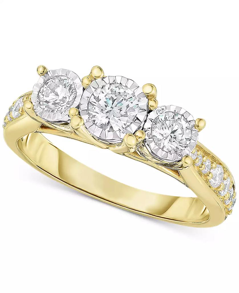 TruMiracle Diamond Three-Stone Ring (1 ct. t.w.) in 14k White, Yellow or Rose Gold