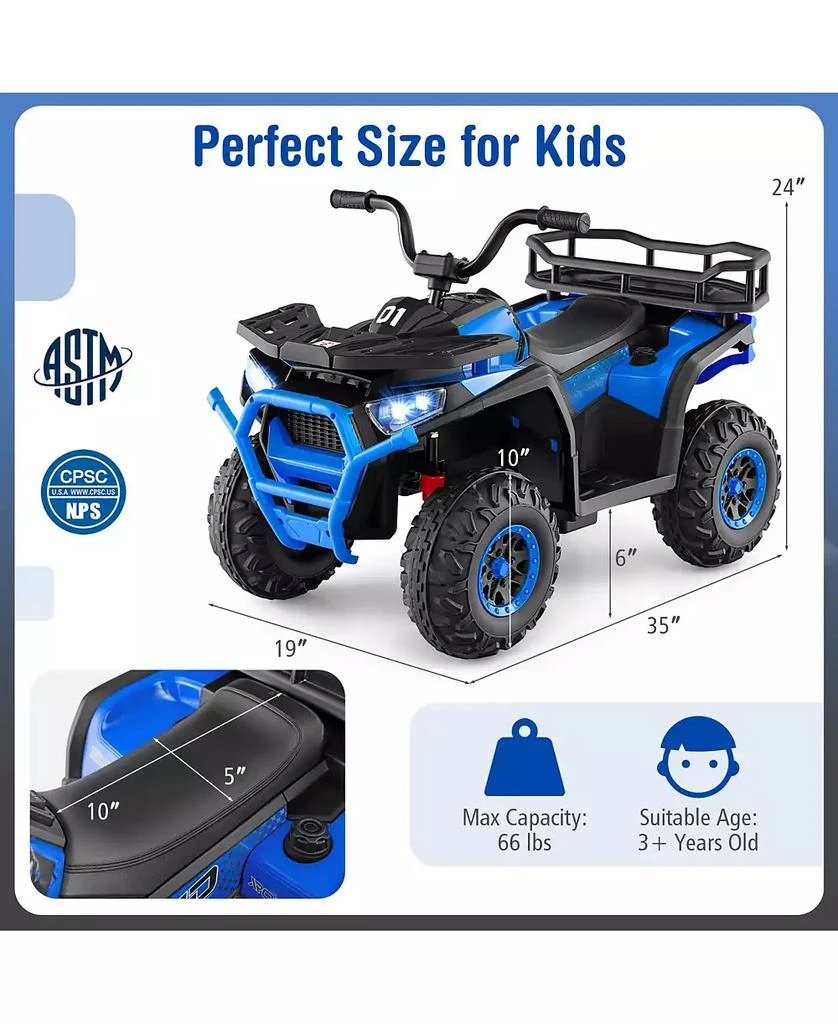 Mecale 24V Kids Ride on Electric ATV Quad Car with Realistic Sounds and LED Lights-Navy 3