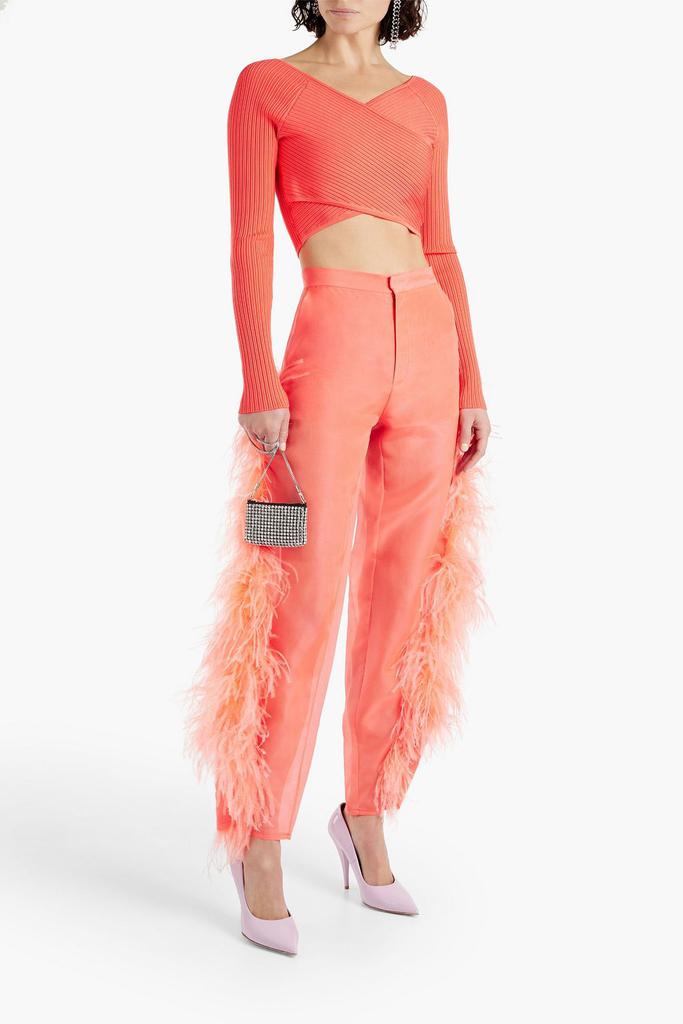 LAPOINTE Cropped wrap-effect stretch-knit top