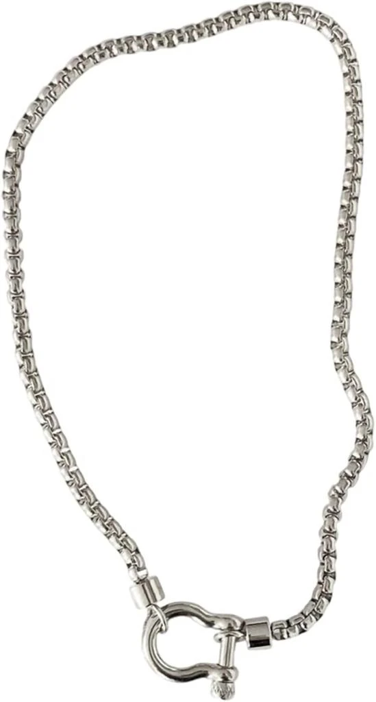 Shiqi Jewelry Shiqi Jewelry - Women
s Horseshoe Plated Stainless Steel Box Chain Necklace