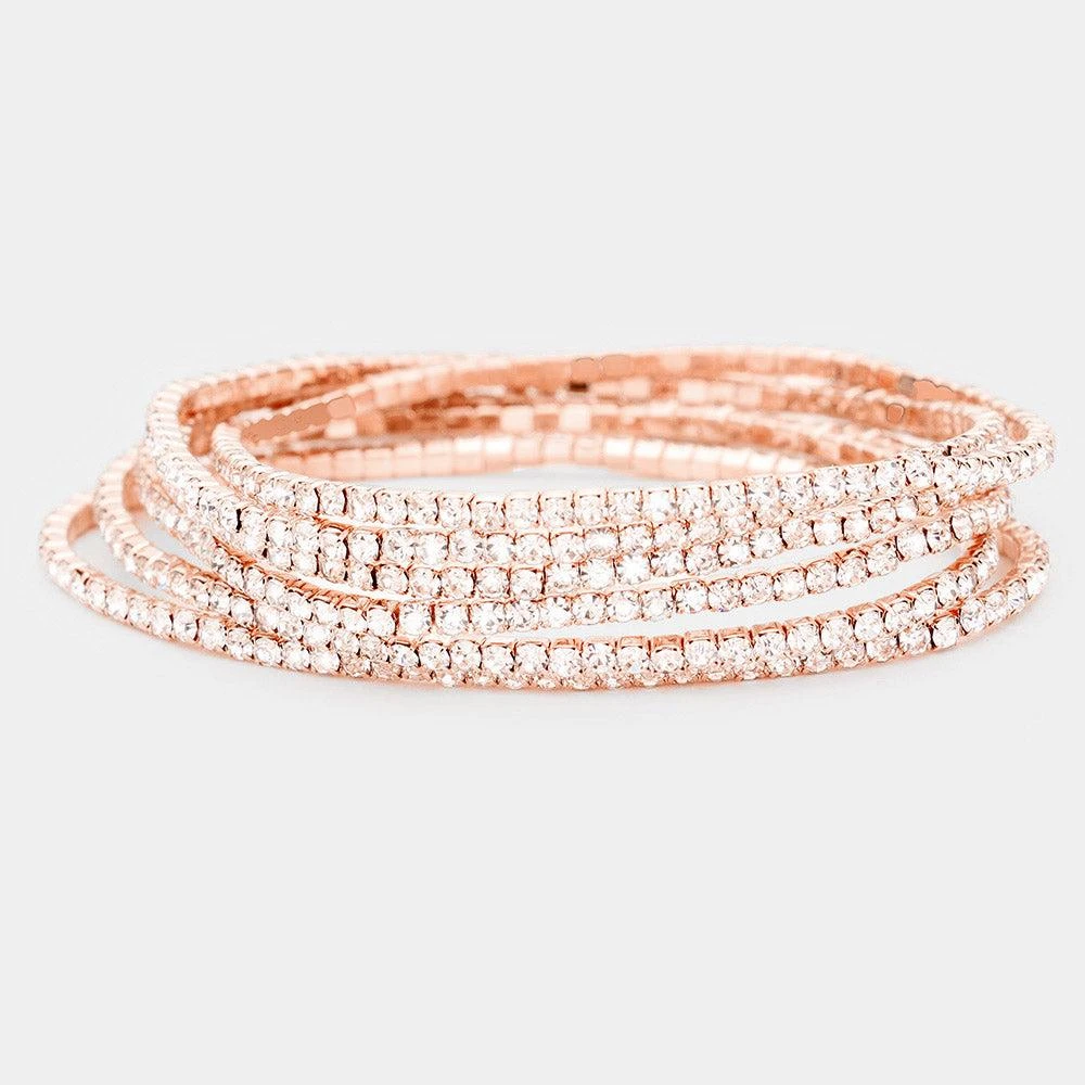 FASHNZFAB 6PCS - Rhinestone Stretch Evening Bracelets 7