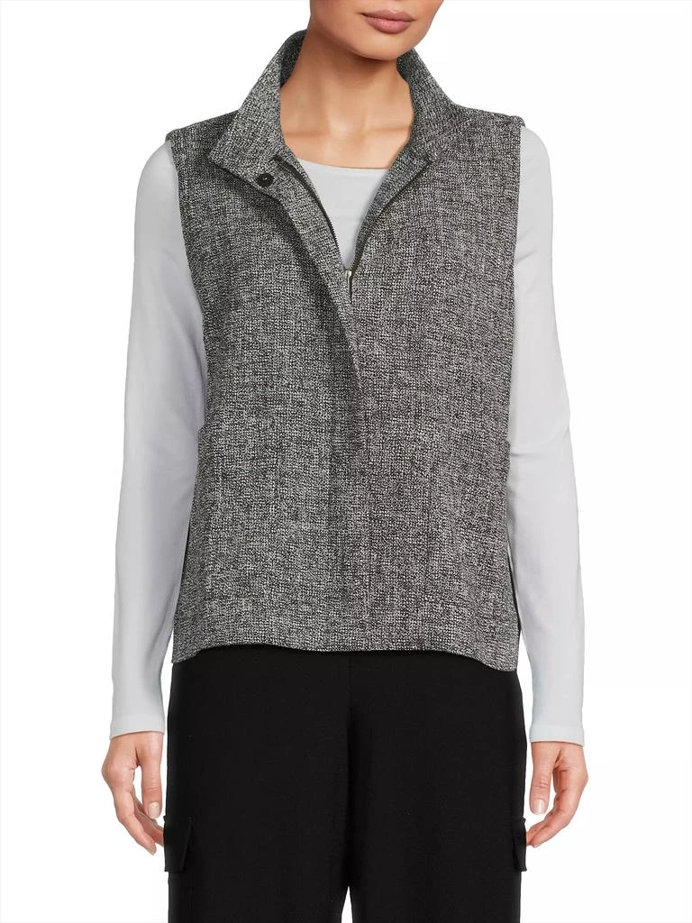 Eileen Fisher Stand Collar Tweed Vest 3