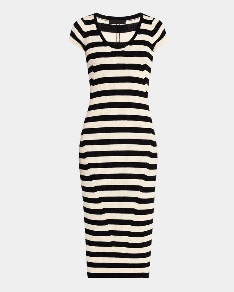 ATM Atm - Wool Blend Striped Cap Sleeve Dress 3