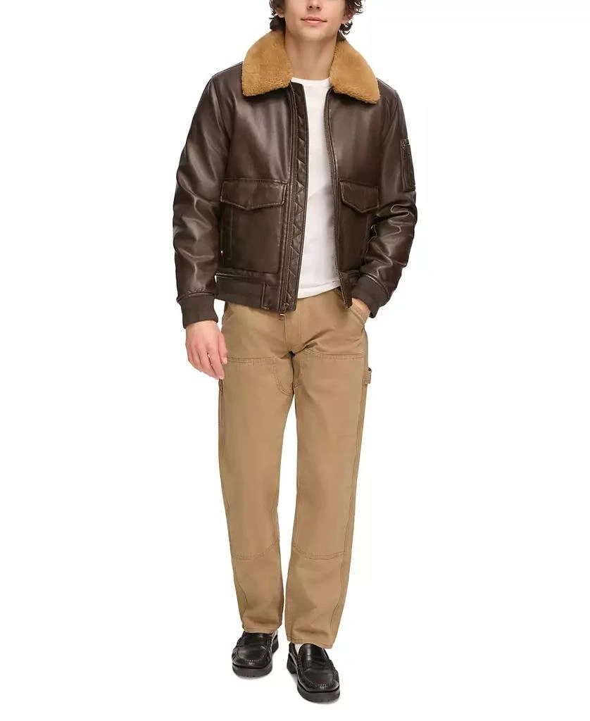 Tommy Hilfiger Men's Faux-Fur-Trim Faux-Leather Bomber Jacket 6