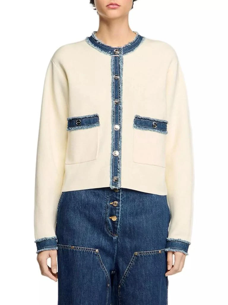 Sandro Cardigan with Denim Details 2