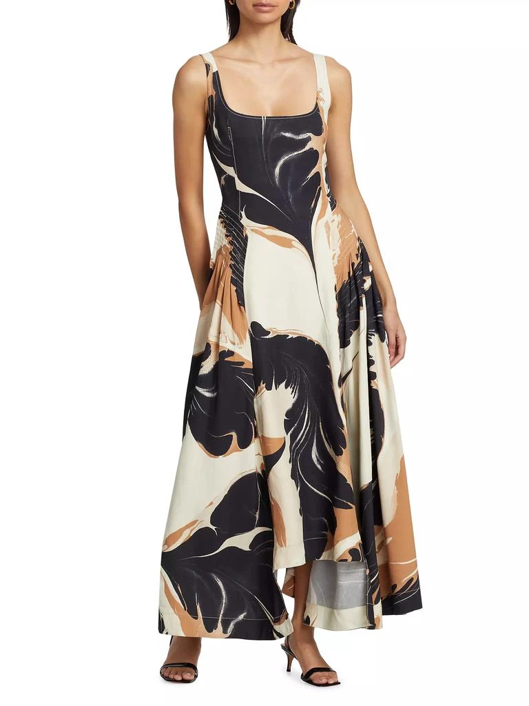 SIMKHAI Paola Linen-Blend Abstract Maxi-Dress 3