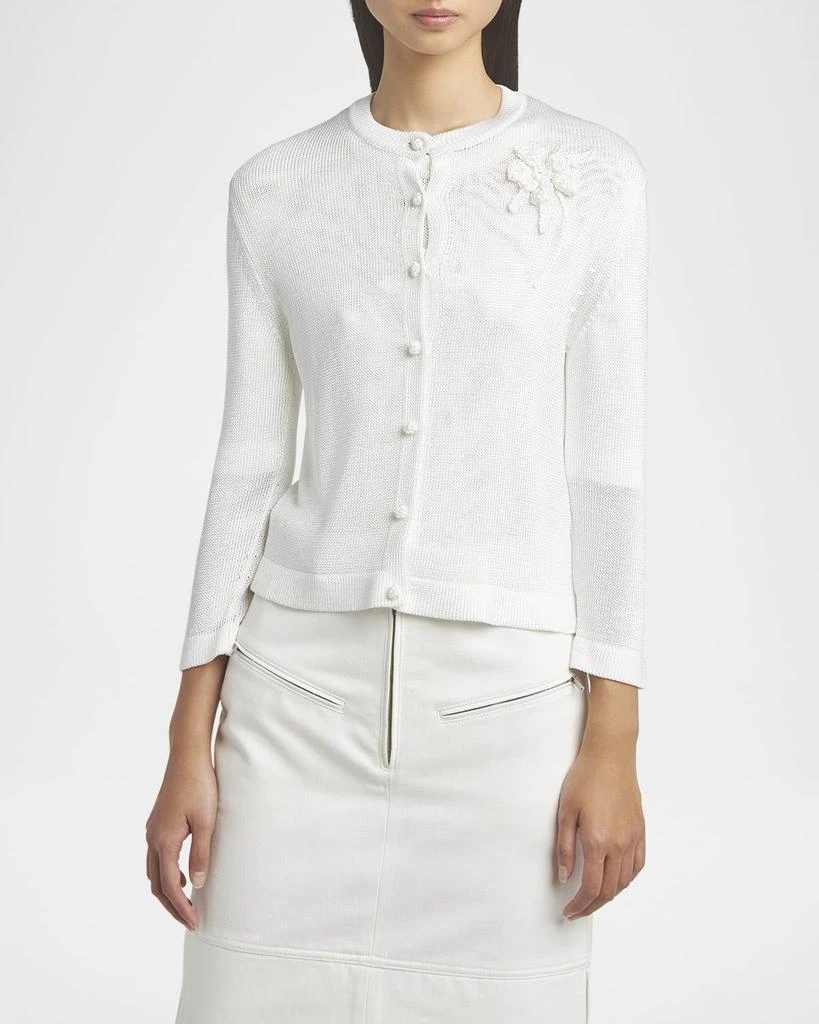 Jil Sander Crochet Flower Three-Quarter Sleeve Cardigan 4