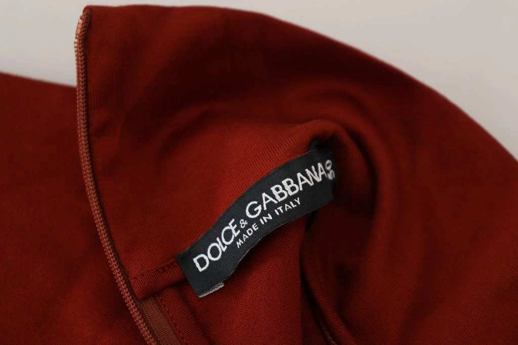 Dolce & Gabbana Maroon Cotton Turtle Neck Zip Sweater 7