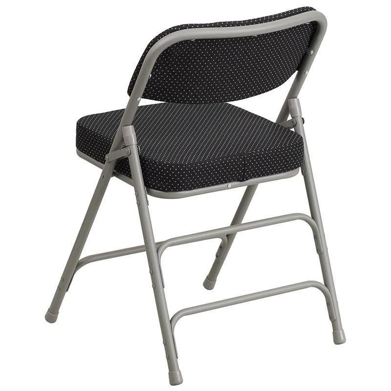 Flash Furniture Triple Braced 
Double Hinged Black Pin-Dot Fabric Metal Folding Chair pack of 4 2