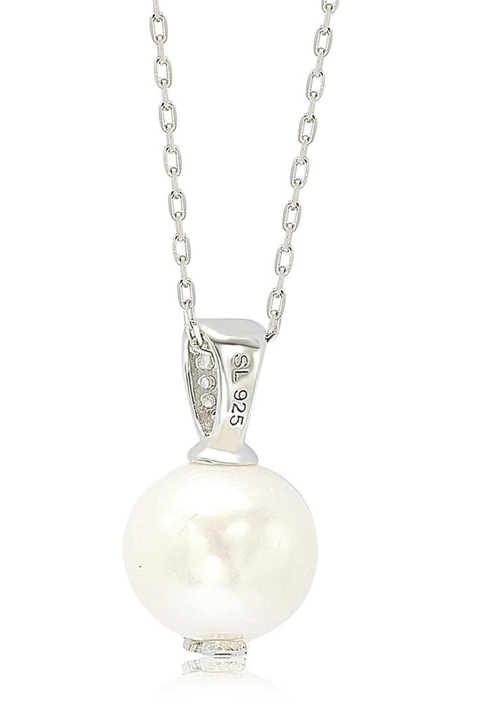 Suzy Levian Freshwater Pearl & Created Sapphire Pendant Necklace