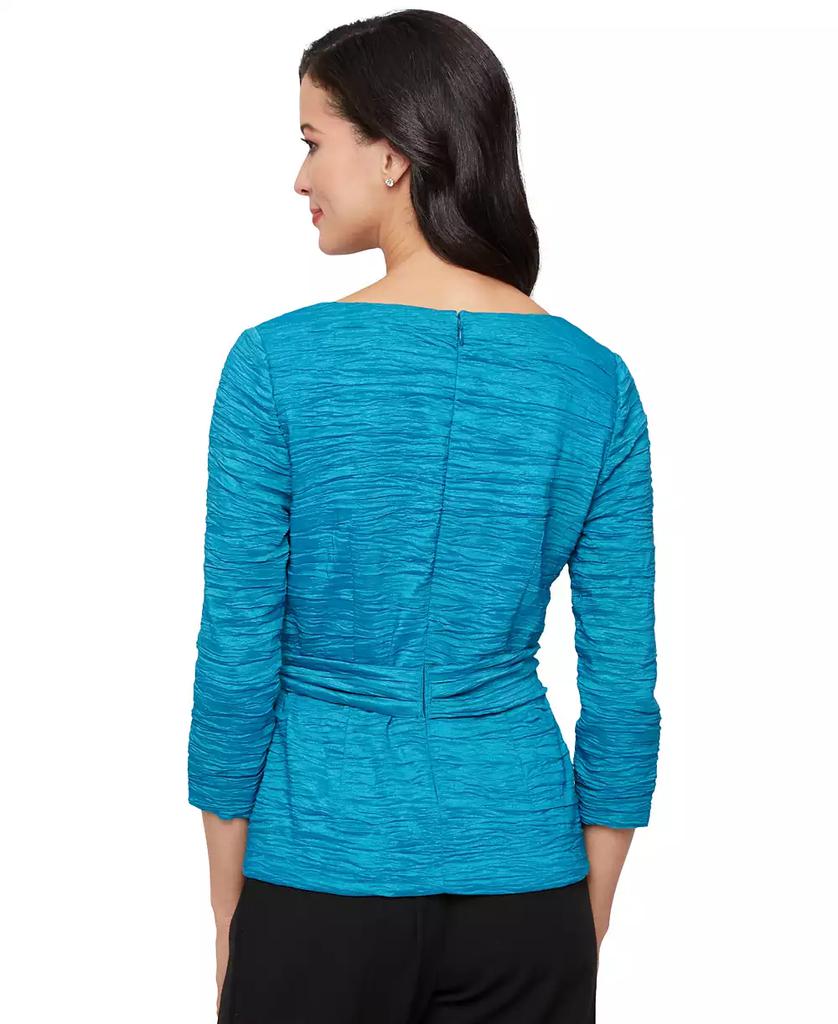 Alex Evenings Women's Square-Neck Tie-Waist Taffeta Blouse