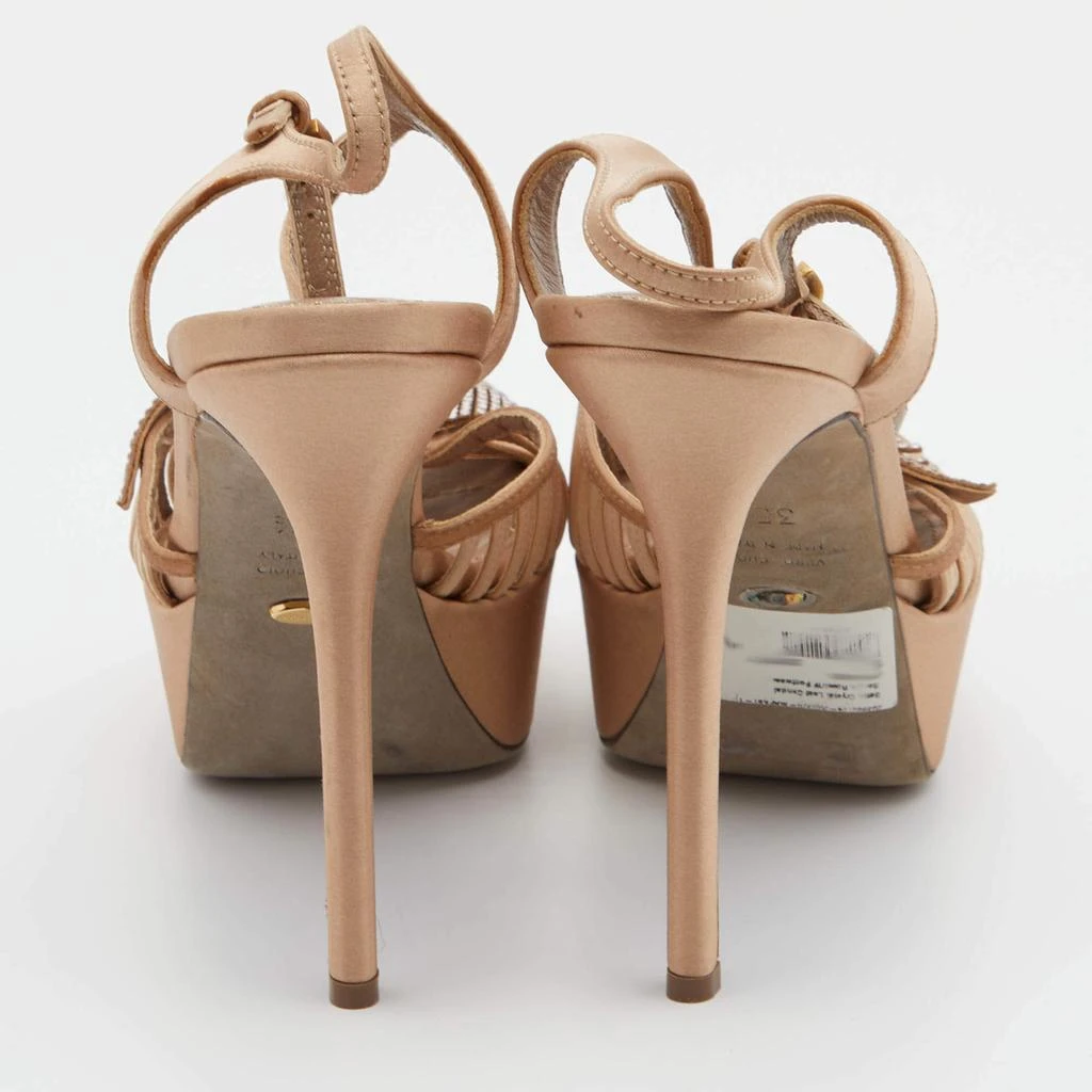 Sergio Rossi Sergio Rossi Light Brown Satin Crystal Embellished Ankle Strap Sandals Size 35.5 5