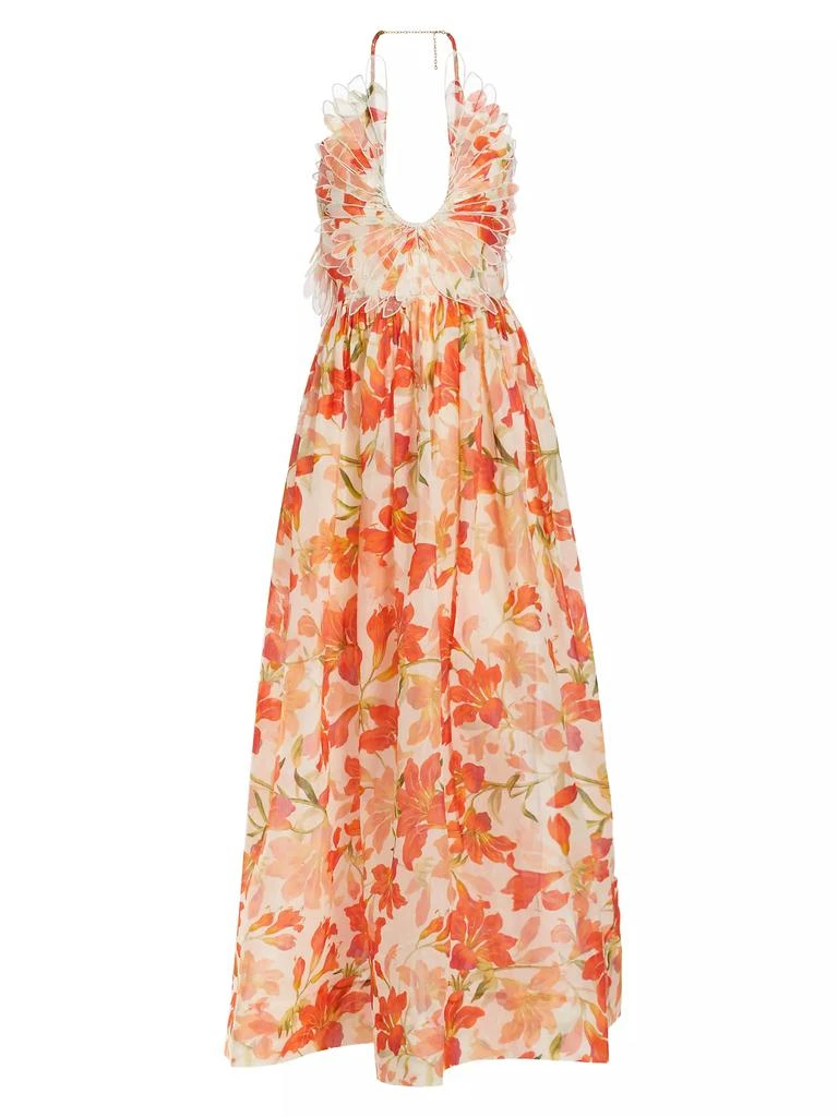 Zimmermann Tranquility Linen-Silk Lily Feather A-Line Gown 1