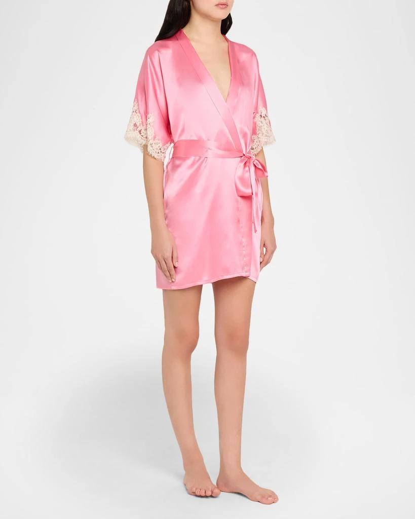 Christine Lingerie Gazebo Lace-Cuff Short Silk Robe 4