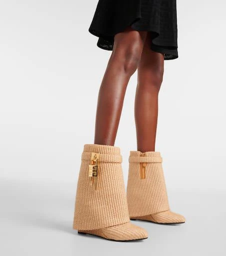 Givenchy Shark Lock raffia-effect ankle boots 4