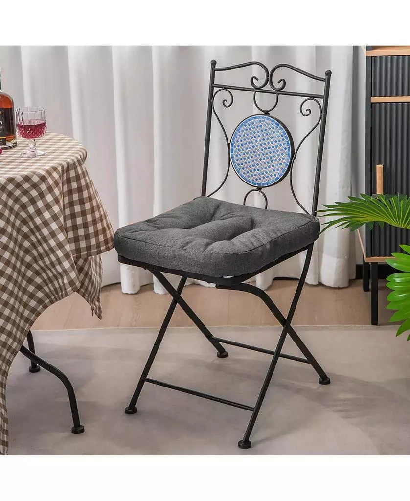 SUGIFT 4 Pack 17.5 x 17 Inch U-Shaped Chair Pads with Polyester Cover-Grey 7