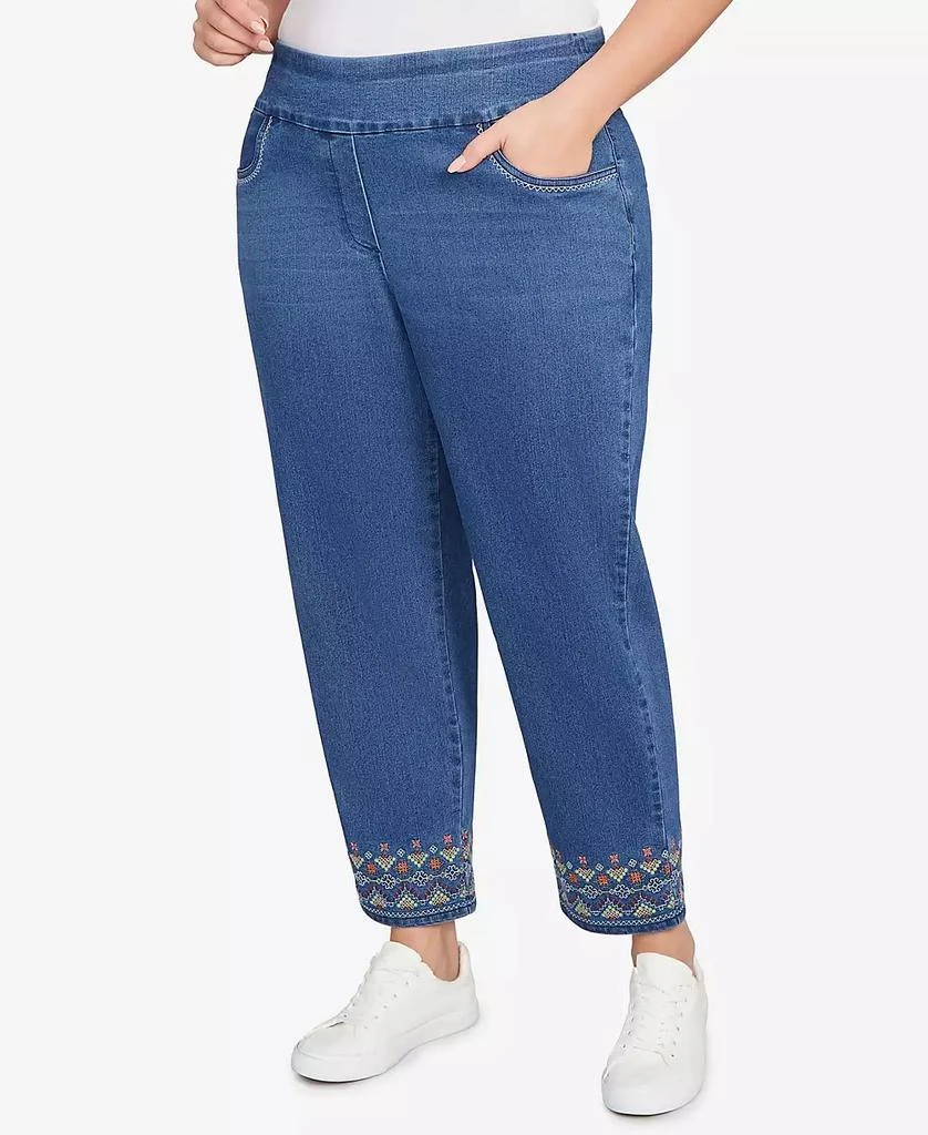 Alfred Dunner Plus Size El Paso Border Fringe Denim Ankle Pants 3