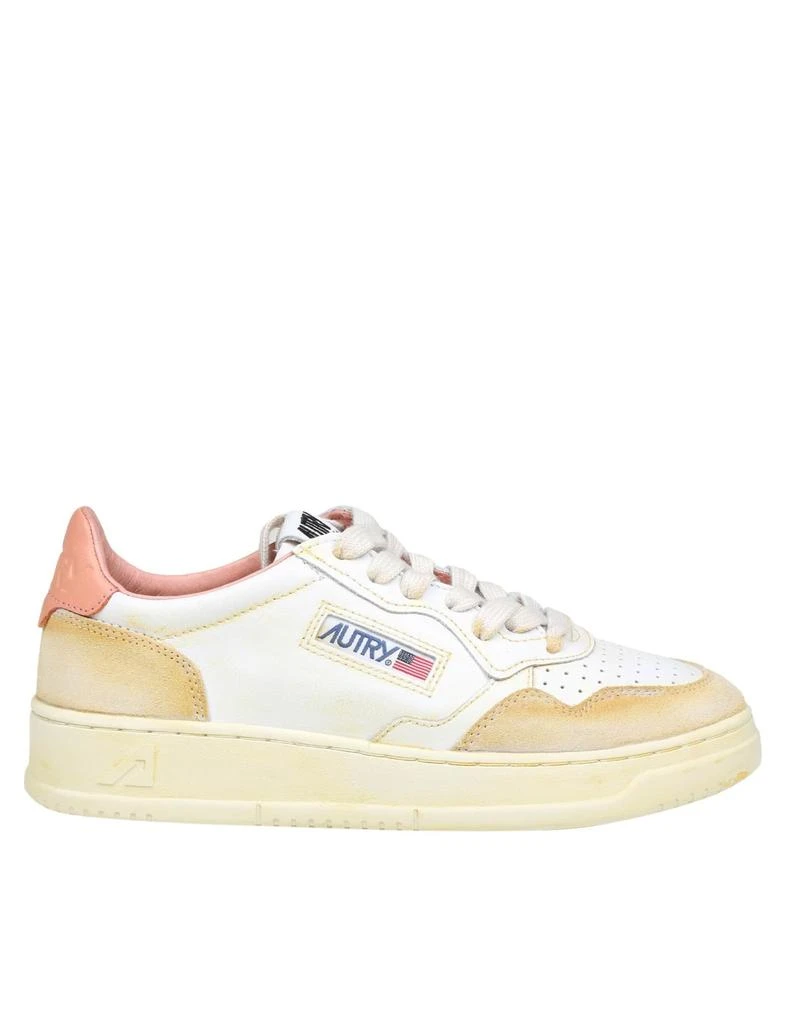 Autry Super Vintage Sneakers In White And Pink Leather And Suede 1