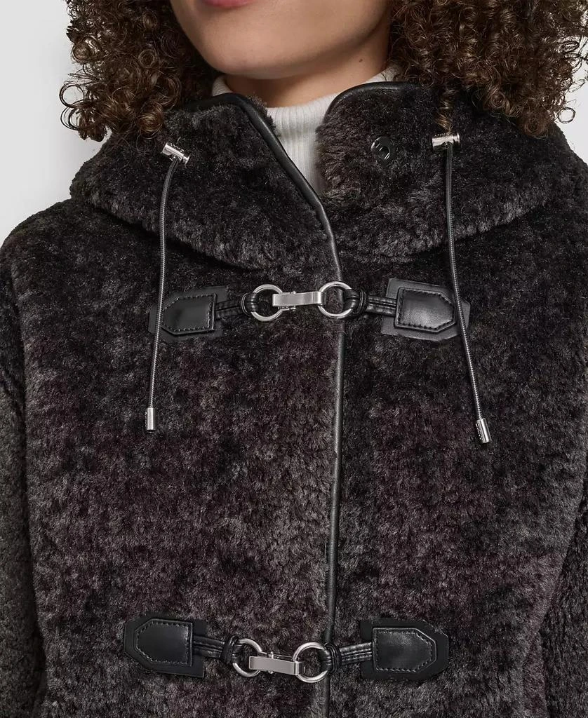 DKNY Women
s Shearling Hooded Toggle Coat, P/XS- 4