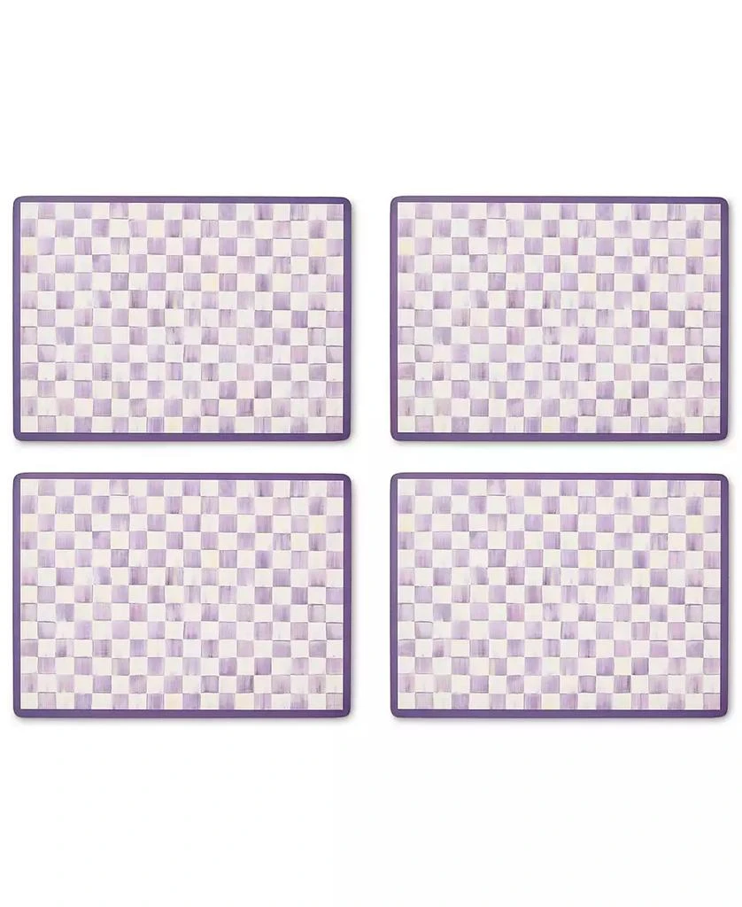 MacKenzie-Childs Violet Check Cork Back Handmade Placemats, Set of 4