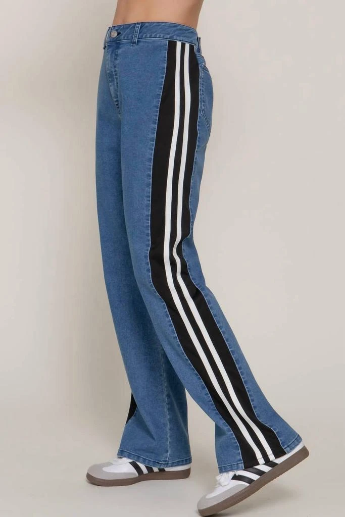 Active Basic Active Basic - Side Stripe Straight Fit Denim Pants 4