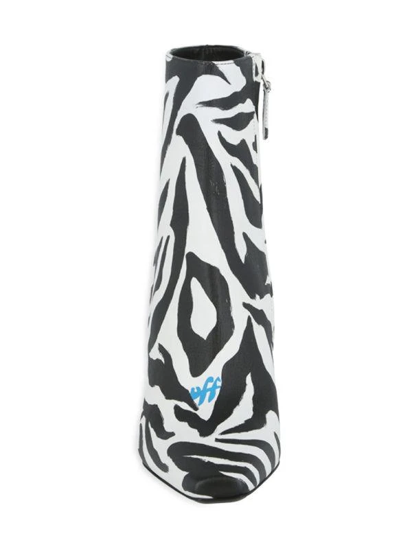 Off-White High Allen 100MM Zebra Print Leather Booties 4
